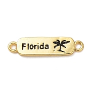Beach Theme Rack Plating Brass Rectangle Connector Charms, Word Florida Links, Long-Lasting Plated, Cadmium Free & Lead Free, Real 18K Gold Plated, 5.5x21x2mm, Hole: 1.5mm(KK-P261-08A-G12)