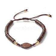 Handmade Disc Coconut Braided Bead Bracelet, Rhombus Link Bracelet for Men Women, Inner Diameter: 2 inch(5cm)~ 3-3/8 inch(8.7cm)(BJEW-JB07354)