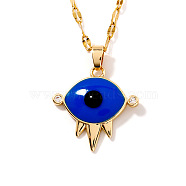 Evil Eye Brass Enamel Pendant Necklaces, Simple and Elegant, Golden, 15.75 inch(40cm)(SA4334-1)