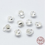 925 Sterling Silver Bead Tips Knot Covers, Silver, 6x5x4mm, Hole: 1.5mm(STER-G027-25S)