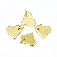 Brass Charms, Heart, Real 18K Gold Plated, 10x11x1.5mm, Hole: 3.5mm(X-KK-F764-10G)