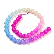 Spray Painted Crackle Glass Beads Strands, Gradient Color, Segmented Multi-color Beads, Round, Dodger Blue, 10mm, Hole: 1mm, about 38pcs/strand, 15.28 inch(38.8cm)(DGLA-C002-10mm-05)