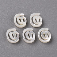 Natural White Shell Mother of Pearl Shell Beads, Carved, Symbol @, WhiteSmoke, 10.5x9x2.5mm(X-SSHEL-R144-13)