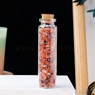 Natural Carnelian Chips in a Glass Bottle with Cork Cover, Mineral Specimens Wishing Bottle Ornaments for Home Office Decoration, 70x22mm(PW-WG28850-09)