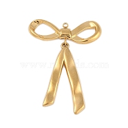 Ion Plating(IP) 304 Stainless Steel Pendants, Bowknot Charm, Real 18K Gold Plated, 41x30x2.5mm, Hole: 1.6mm(STAS-U019-07G)