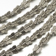 Tibetan Style Butterfly Alloy Bead Strands, Lead Free & Cadmium Free, Antique Silver, 9x10.5x3mm, Hole: 2mm, about 30pcs/strand, 8 inch(TIBEB-O007-07-RS)