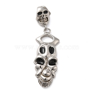 Halloween 304 Stainless Steel Enamel Pendants, Skull Charm, Stainless Steel Color, 59mm(STAS-Q317-05E-AS)