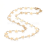 Vacuum Plating 304 Stainless Steel Link Chain Necklaces, with Lobster Claw Clasps, Star, Golden, 16.53 inch~16.73 inch(42~42.5cm)(X-STAS-I156-26G)