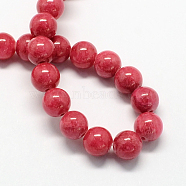 Natural Dyed Yellow Jade Gemstone Bead Strands, Round, FireBrick, 4mm, Hole: 0.5mm, about 95pcs/strand, 15.7 inch(G-R271-4mm-Y19)