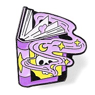 Black Aolly Brooches, Enamel Pins, A book full of magic, 30x26.5x1.5mm(JEWB-U005-02A)