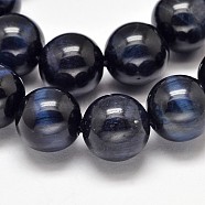 Round Natural Tiger Eye Bead Strands, Dyed & Heated, Above Grade A, 6mm, hole: 1mm, about 63~65pcs/strand, 15 inch(G-L446-01-6mm)