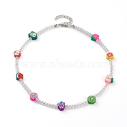 Colorful Polymer Clay Fruit Kids Beaded Necklaces, with Round Transparent Acrylic Beads, Platinum, 15.74 inch(40cm)(NJEW-JN03288)