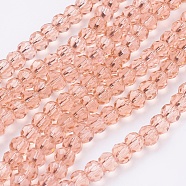 Glass Beads Strands, Faceted(32 Facets), Round, Dark Salmon, 4mm, Hole: 1mm, about 90~95pcs/strand, 12.8~13.6 inch(32~34cm)(EGLA-J042-4mm-23)