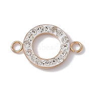 Polymer Clay Crystal Rhinestone Connector Charms, with 304 Stainless Steel Findings, Flat Round, Golden, 13x20x2mm, Hole: 2mm(STAS-P310-21G)