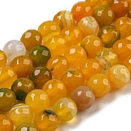 Natural Agate Beads Strands, Dyed, Round, Faceted, Green, Yellow, 6mm, Hole: 1mm, about 62pcs/strand, 14.17 inch(36cm)(X-G-E469-02-6mm)