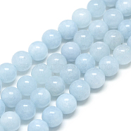 Natural Aquamarine Beads Strands, Round, 8x7.5mm, Hole: 1mm, about 46~49pcs/strand, 15.5 inch(X-G-S150-08-8mm)