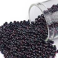 TOHO Round Seed Beads, Japanese Seed Beads, (504) Higher Metallic Purple Iris, 11/0, 2.2mm, Hole: 0.8mm, about 1110pcs/10g(X-SEED-TR11-0504)