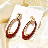 Brass Dangle Stud Earrings, Oval, Golden, 61x25.5mm(EJEW-Q013-04G)