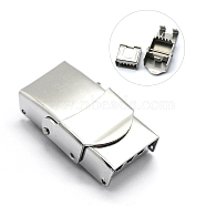 Tarnish Resistant 201 Stainless Steel Watch Band Clasps, Rectangle, Stainless Steel Color, 26x16x9mm(STAS-K173-01C)