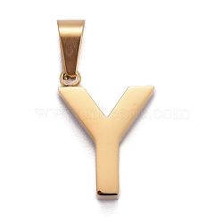 Ion Plating(IP) 304 Stainless Steel Letter Pendants, Manual Polishing, Alphabet, Golden, Letter.Y, 18x13x3.5mm, Hole: 6.5x3.5mm(STAS-H127-Y-G)