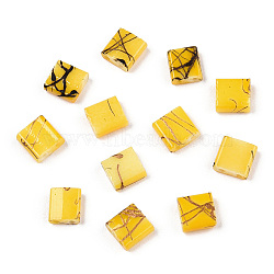 2-Hole Glass Seed Beads, Antique Style, Rectangle, Gold, 5x4.5~5.5x2~2.5mm, Hole: 0.5~0.8mm(SEED-S023-26C-02)