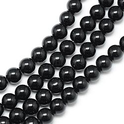 Synthetic Black Stone Bead Strands, Round, 6mm, Hole: 1mm, about 65pcs/strand, 15.7 inch(G-R345-6mm-35-1)