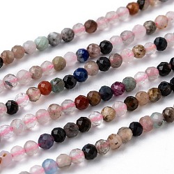 Natural Mixed Stone Beads Strands, Faceted, Round, 3x2~3mm, Hole: 0.5mm, about 123~127pcs/strand, 15.3 inch~15.5 inch(G-T108-39)