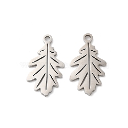201 Stainless Steel Pendants, Laser Cut, Leafy Branch Charms, Stainless Steel Color, 18x10x1mm, Hole: 1.5mm(STAS-I199-B02-P)