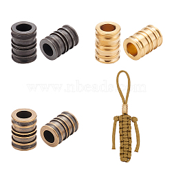 6Pcs 3 Colors Groove Column Shaped Brass Beads, for EDC Knife String Pendant Parachute String Tool, Mixed Color, 14x10mm, Hole: 6mm, 2pcs/color(KK-NB0002-99)