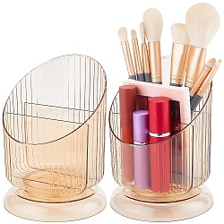 Transparent Plastic Makeup Brush Storage Organizer, for Office Supplies, Makeup Brush Holder Organizer, Sandy Brown, 11.5x11.5x15.8cm(AJEW-WH0332-33B)