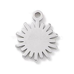 Non-Tarnish 304 Stainless Steel Charms, Laser Cut, Stainless Steel Color, Sun, 10x8x1mm, Hole: 1mm(STAS-K286-01H-P)