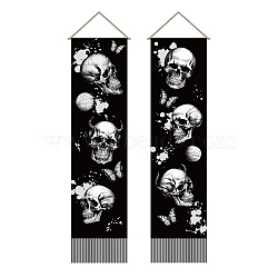 Polyester Wall Hanging Tapestry, for Bedroom Living Room Decoration, Rectangle, Skull, 1160x330mm, 2pcs/set(AJEW-WH0399-029)
