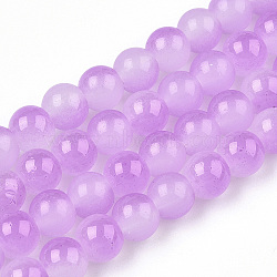 Baking Painted Imitation Jade Glass Round Bead Strands, Two Tone, Orchid, 10~10.5mm, Hole: 1.2mm, about 78~81pcs/strand, 29.69~30.47 inch(75.4~77.4cm)(DGLA-N003-10mm-04)