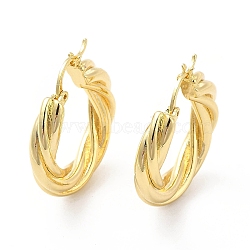 Twist Ring Brass Hoop Earrings for Women, Real 18K Gold Plated, 28.5x27x5mm, Pin: 0.9x0.8mm(EJEW-M026-09G)