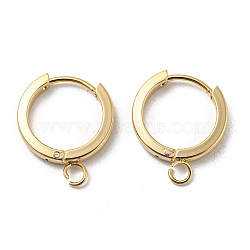 201 Stainless Steel Huggie Hoop Earrings Findings, with Vertical Loop, with 316 Surgical Stainless Steel Earring Pins, Ring, Real 24K Gold Plated, 16x2.5mm, Hole: 2.7mm, Pin: 1mm(STAS-A167-01K-G)