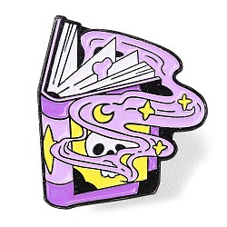 Black Aolly Brooches, Enamel Pins, A book full of magic, 30x26.5x1.5mm(JEWB-U005-02A)