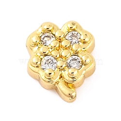 Rack Plating Brass Micro Pave Clear Cubic Zirconia Cabochons, Cadmium Free & Lead Free, Long-Lasting Plated, Real 18K Gold Plated, Clover, 5.5x4.5x2mm(KK-F874-02G-08)