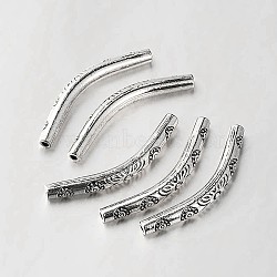Tibetan Style Alloy Curved Tube Beads, Curved Tube Noodle Beads, Antique Silver, 35x4x4mm, Hole: 1mm(X-TIBEB-O004-31)