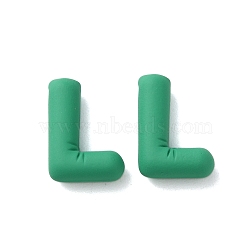 Rack Plating Spray Painted Alloy Pendants, Rubberized Style, Green, Letter L, 18x13x6mm, Hole: 1.5mm(FIND-C062-08L)