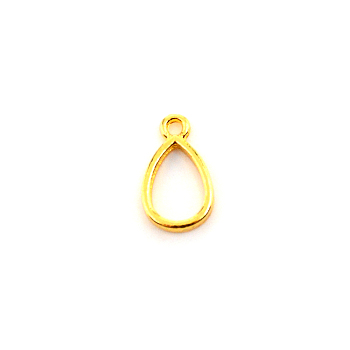 Alloy Open Back Bezel Pendants, for DIY UV Resin, Epoxy Resin, Pressed Flower Jewelry, Cadmium Free & Lead Free, Teardrop, Golden, 15x9x2mm, Hole: 1.6mm