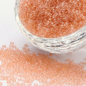 12/0 Grade A Round Glass Seed Beads, Transparent Colours, Light Salmon, 12/0, 2x1.5mm, Hole: 0.8mm, about 30000pcs/bag