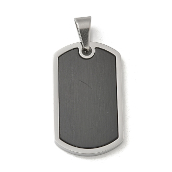 304 Stainless Steel Stamping Blank Tag Pendants, Rectangle Charm, Black, 34x20x3mm, Hole: 7x5mm