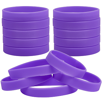 Flat Plain Silicone Cord Bracelet for Men Women, Medium Purple, Inner Diameter: 2-1/2 inch(6.5cm)