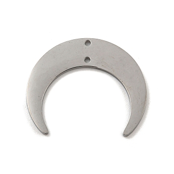 304 Stainless Steel Connector Charms, Double Horn/Crescent Moon Link, Laser Cut, Stainless Steel Color, 21x25x1mm, Hole: 1.2mm