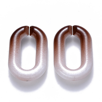 Two Tone Opaque Acrylic Linking Rings, Quick Link Connectors, for Cable Chains Making, Oval, Camel, 31x19.5x5.5mm, Inner Diameter: 19.5x7.5mm