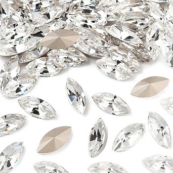 Preciosa&reg MAXIMA Crystal Fancy Stones, Czech Crystal, 435 14 615 Navette(Horse Eye), Dura Foiling, 00030 Crystal, 15x7mm