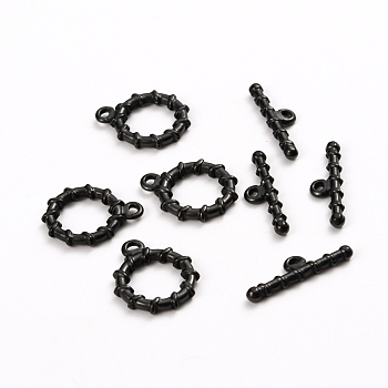 304 Stainless Steel Toggle Clasps, Ring, Electrophoresis Black, Ring: 19x16x2.5mm, Hole: 1.6mm, Bar: 22x6x2.5mm, Hole: 1.6mm