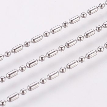 304 Stainless Steel Ball Chains, with Spool, Oval & Round, Stainless Steel Color, 4x2mm, 2mm, about 32.8 Feet(10m)/roll