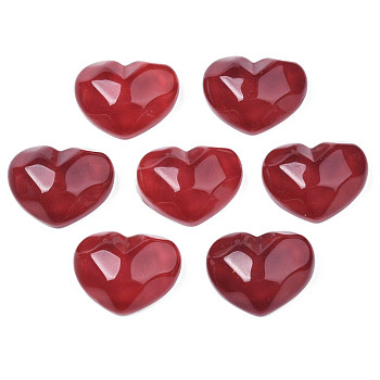 Transparent Resin Cabochons, Water Ripple, Heart, Dark Red, 17x21x7.5mm