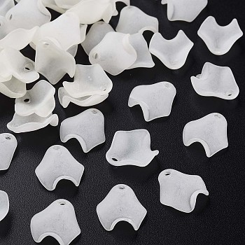 Transparent Acrylic Beads, Frosted, Petal, Floral White, 15x14.5x5mm, Hole: 2mm